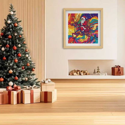 Psychedelic Santa & Reindeer Wooden Jigsaw Puzzle