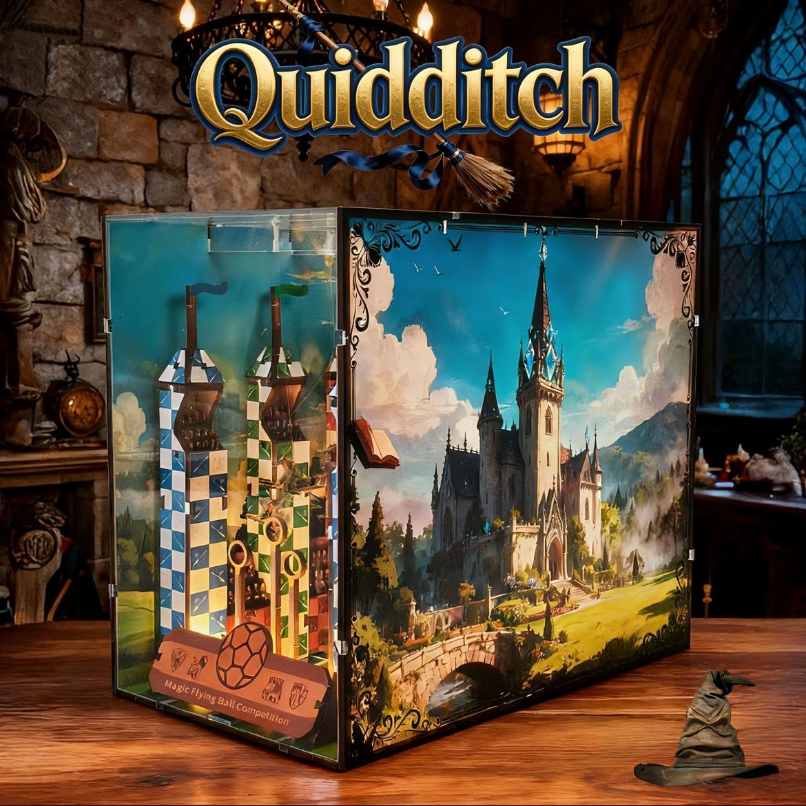 Quidditch DIY Book Nook Kit – Magical Harry Potter Inspired Book Shelf Insert
