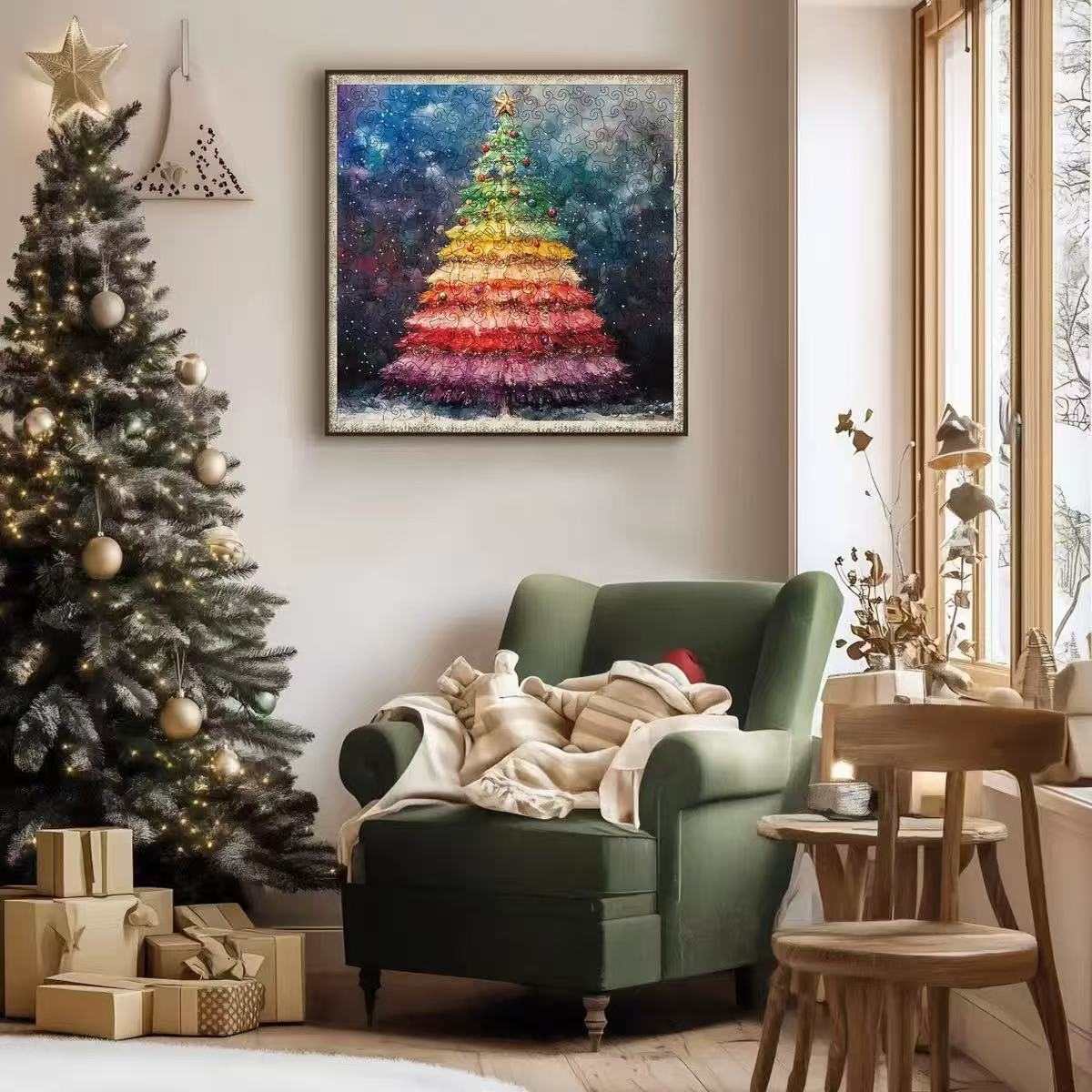 Rainbow Christmas Tree Wooden Jigsaw Puzzles