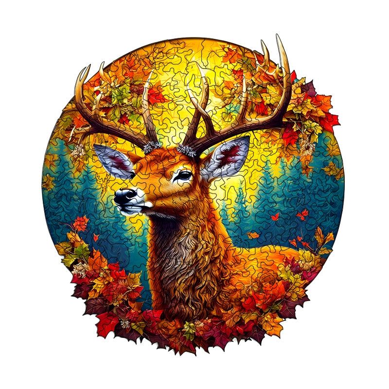 image displaying the assembled Red Maple Elk Wooden Jigsaw Puzzles