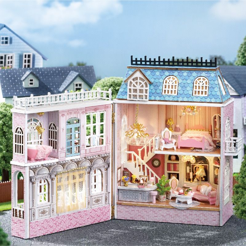 interior of Mini Romantic Castle DIY Miniature House Kit after opening the door