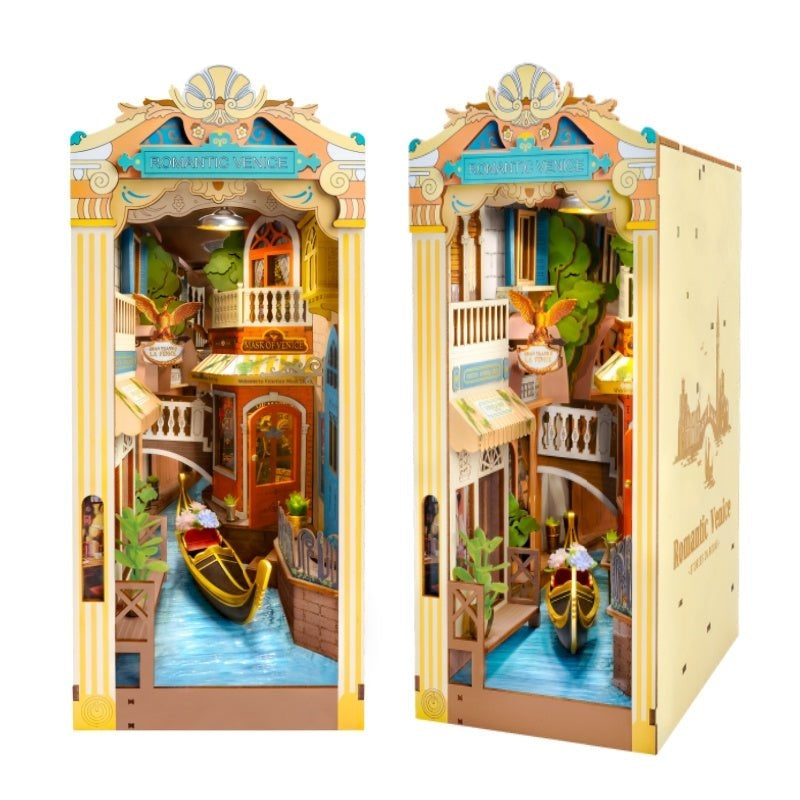 image showing front and side view of Romantic Venice DIY Book Nook kit