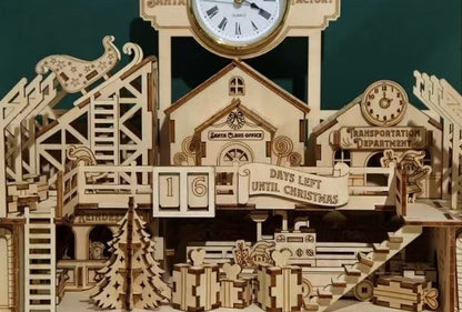 close up the assembled Santa’s Workshop 3D Wooden Puzzle