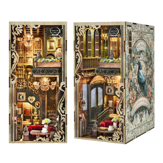 Decorative Book Nook Model of Coffee Shop themed with intricate designs and furniture