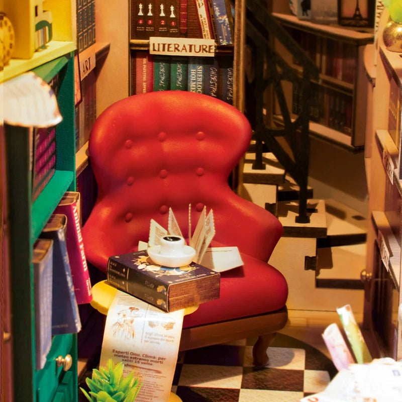 Shakespeare Bookstore DIY Book Nook Kit - 3D Wooden Book End - Bookshelf Insert Diorama - Miniature Crafts