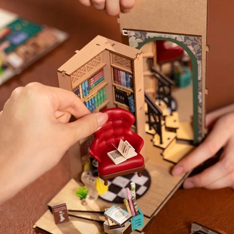 Shakespeare Bookstore DIY Book Nook Kit - 3D Wooden Book End - Bookshelf Insert Diorama - Miniature Crafts