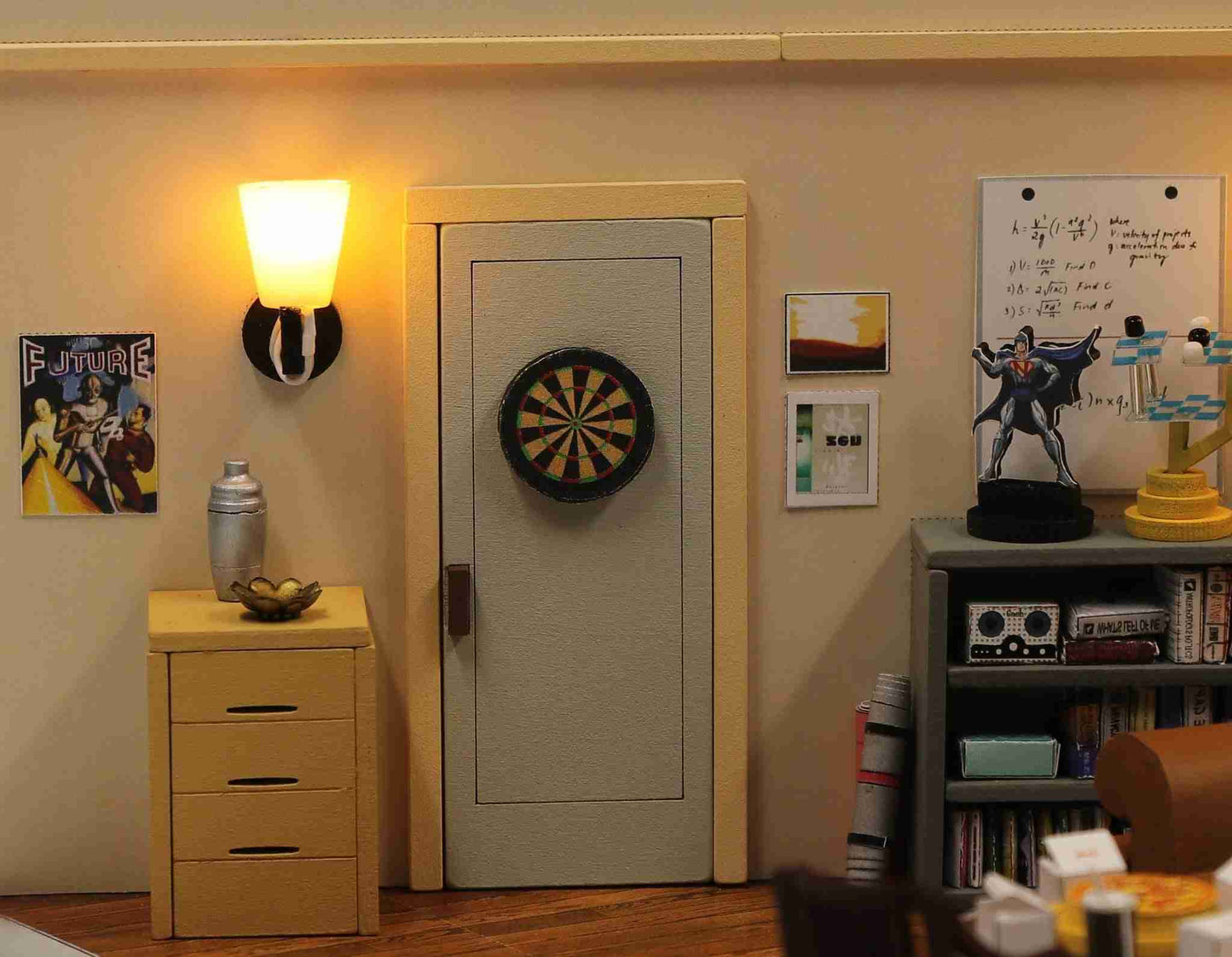 Sheldon's Apartment DIY Dollhouse Kit, a miniature house crafts inspired by the TV show "The Big Bang Theory", perfect for model building lovers, dollhouse collectors, home decor, A great DIY project for "The Big Bang Theory" fans.