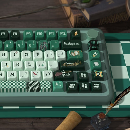 Custom keyboard with decorative keys Inspired by Slytherin in Harry Potter