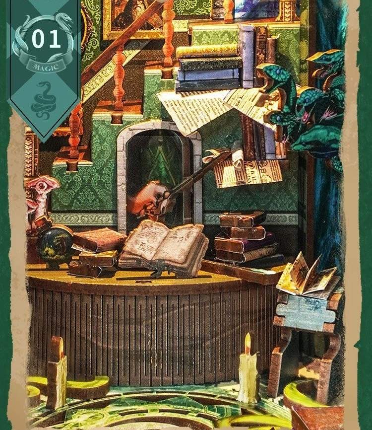 image displaying the 1st miniature scene details of Snake House DIY Book Nook 