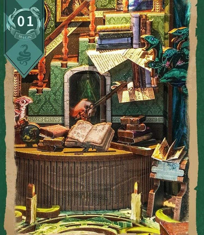 image displaying the 1st miniature scene details of Snake House DIY Book Nook 