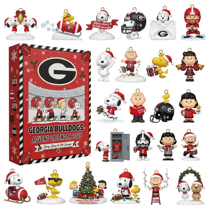 Georgia Bulldogs Advent Calendar with Snoopy ornaments