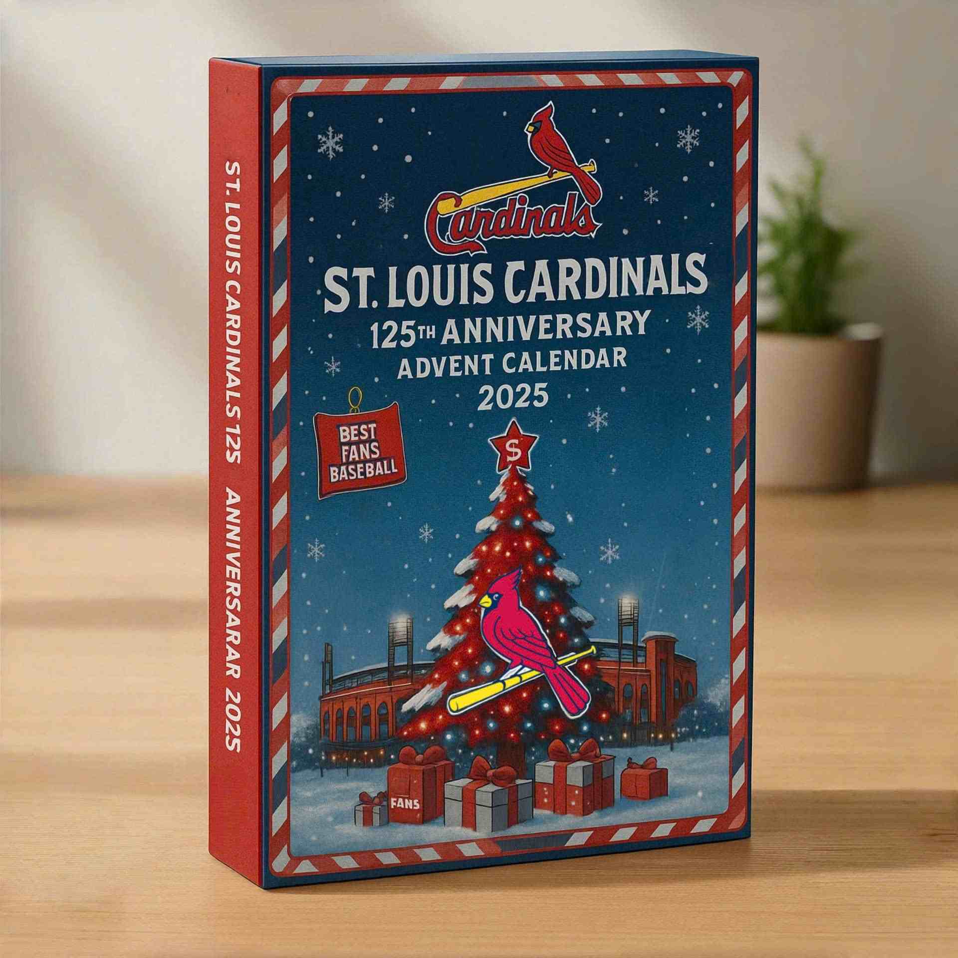 St. Louis Cardinals 125th Anniversary Advent Calendar on a wooden surface