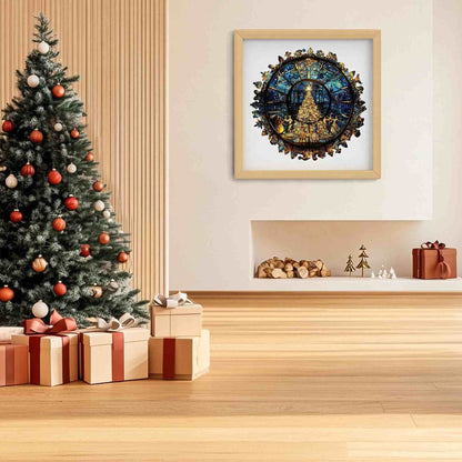 Stained Glass Christmas Tree Wooden Jigsaw Puzzle