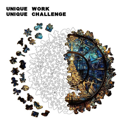 Stained Glass Christmas Tree Wooden Jigsaw Puzzle