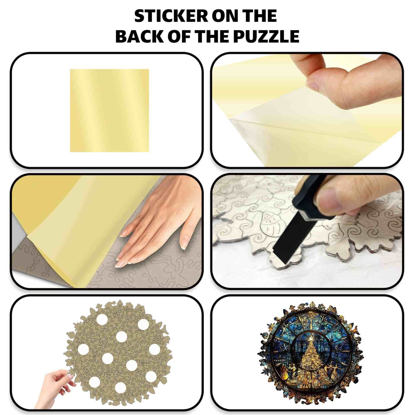 Stained Glass Christmas Tree Wooden Jigsaw Puzzle