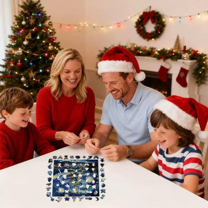 Starry Night Christmas Tree Wooden Jigsaw Puzzle