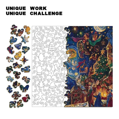 Starry Night Christmas Wooden Jigsaw Puzzle