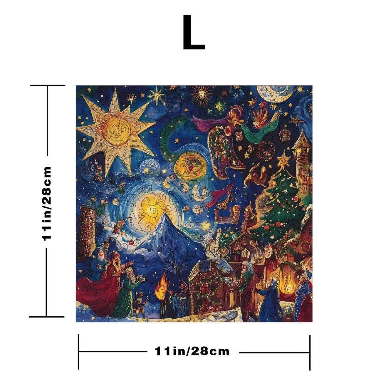 Starry Night Christmas Wooden Jigsaw Puzzle