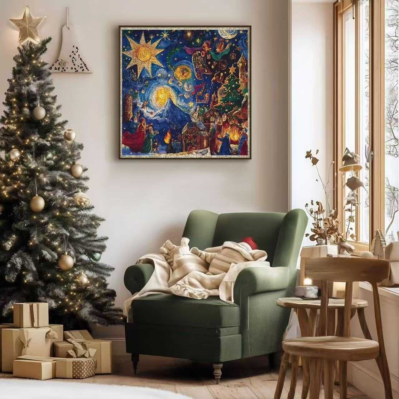 Starry Night Christmas Wooden Jigsaw Puzzle