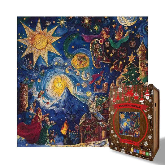 Starry Night Christmas Wooden Jigsaw Puzzle