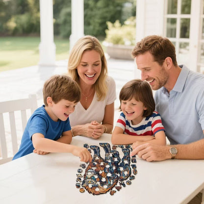 Steampunk Lion Wooden Jigsaw Puzzle - Mechanical Art Animal Gift for Adults