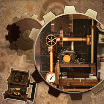 image displaying the details in Steampunk World DIY Book Nook Kit