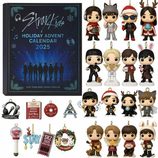 Stray Kids Holiday Advent Calendar 2025 with character figurines on a white background