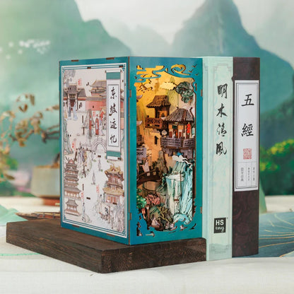 Su Dongpo's Life DIY Book Nook Kit | Bookshelf Inserts Decor Diorama | 3D Wooden Puzzles Bookend | Miniature House crafts