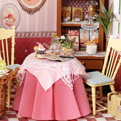 image displaying the pink table setting of table in Sweet Berries Time DIY Dollhouse