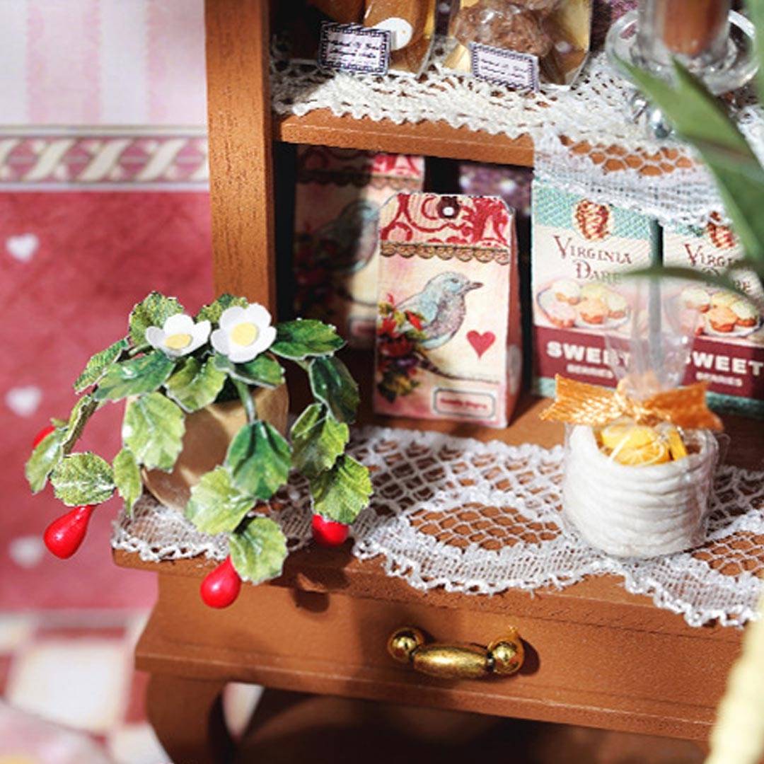 image displaying a miniature berry plant on table in Sweet Berries Time DIY Dollhouse Kit