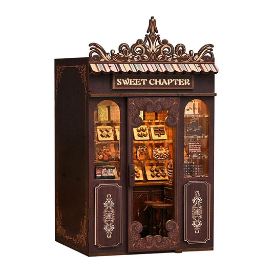 Decorative bookshelf insert Book Nook with 'Sweet Chapter' title on a white background