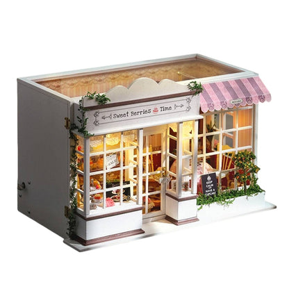 image displaying the left side of finished Sweet Berries Time DIY Dollhouse in white background