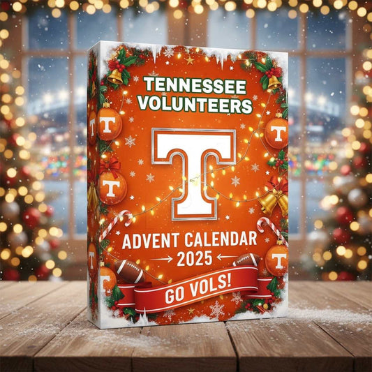 Tennessee Volunteers Advent Calendar 2025 on a wooden surface with a festive background