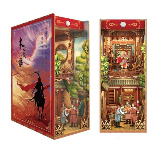 The Ballad of Mulan DIY Book Nook Kit | 3D Wooden Puzzle Bookend | Bookshelf Inert Diorama | Miniature House