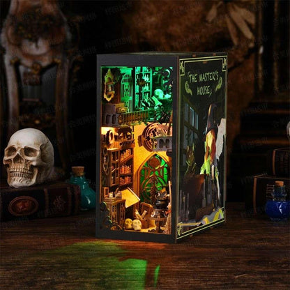 The Master's House DIY Book Nook Kit, a magic college series miniature crafts inspired by Harry Potter, with abundant scenes, snap-in design, dust cover, perfect for bookend lovers, model building lovers, dollhouse collectors, bookshelf insert decor. A great DIY project for wizarding world lovers.