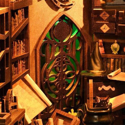 The Master's House DIY Book Nook Kit, a magic college series miniature crafts inspired by Harry Potter, with abundant scenes, snap-in design, dust cover, perfect for bookend lovers, model building lovers, dollhouse collectors, bookshelf insert decor. A great DIY project for wizarding world lovers.