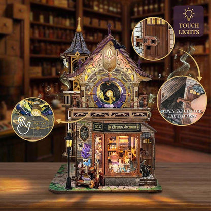 Time Magic Club Miniature House with touch light feature on table