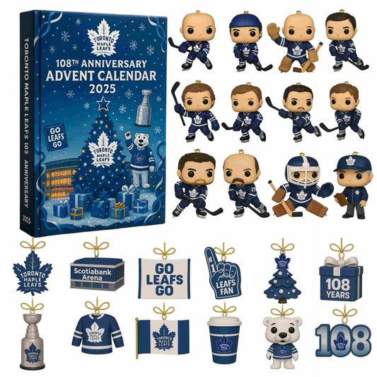Toronto Maple Leafs 108th Anniversary Advent Calendar 2025 with collectible figures and items.