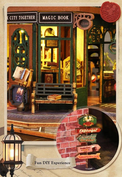 image displaying the window design of the Twilight Bookstore DIY Miniature House Kit