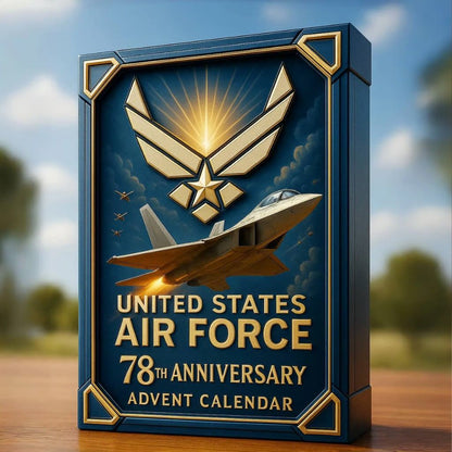 United States Air Force 78th Anniversary Advent Calendar with airplane and star emblem