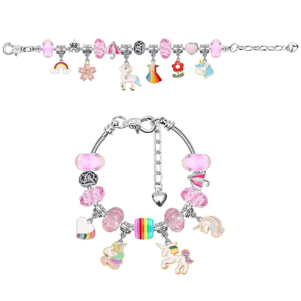 image displaying the finished Unicorn Advent Calendar Christmas Countdown Bracelet Set