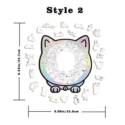 Unique Cat-Shaped Whimsy Wooden Jigsaw Puzzle