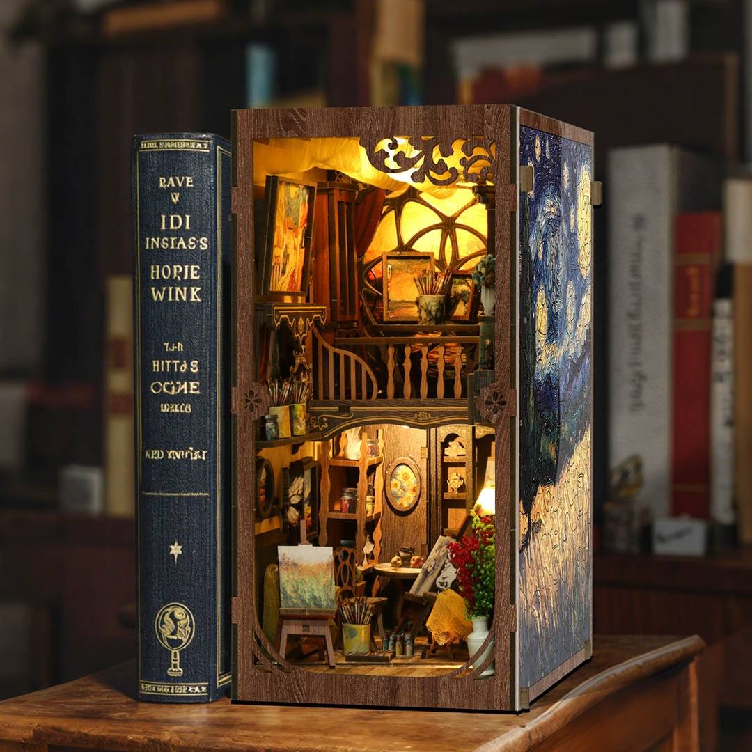 image displaying the Van Gogh Studio Book Nook as a bookshelf insert
