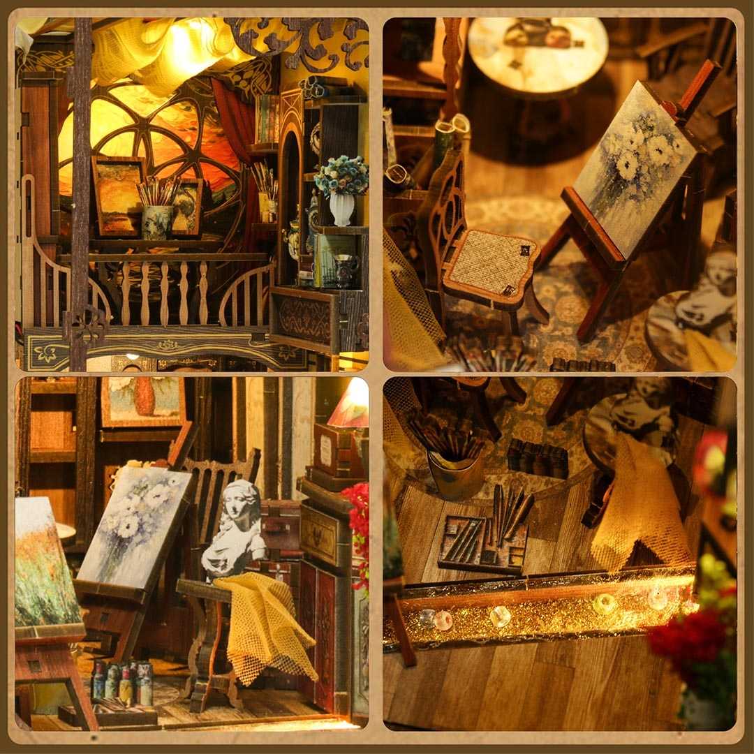 image displaying the four main scenes of Van Gogh Studio Book Nook