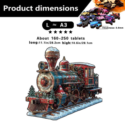 Vintage Christmas Steam Train Wooden Jigsaw Puzzle