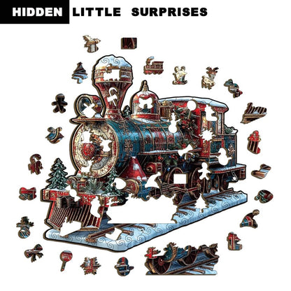 Vintage Christmas Steam Train Wooden Jigsaw Puzzle