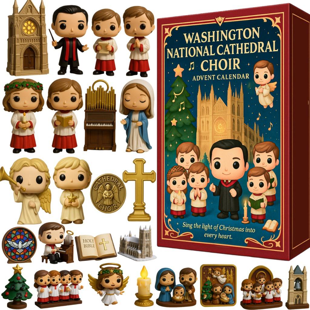 Washington National Cathedral Choir Advent Calendar with figurines and decorative items.