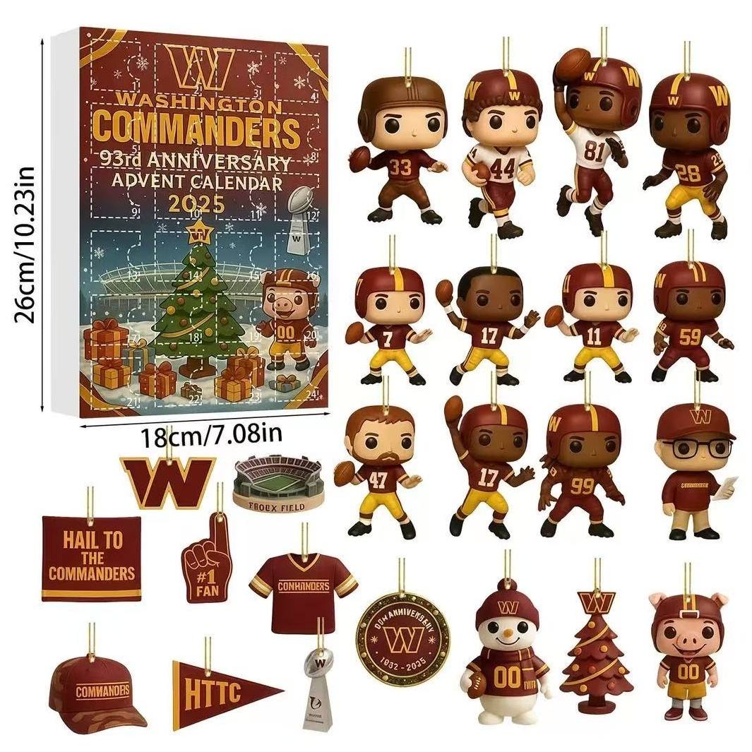 Washington Commanders 93rd Anniversary Advent Calendar with figurines and decorations