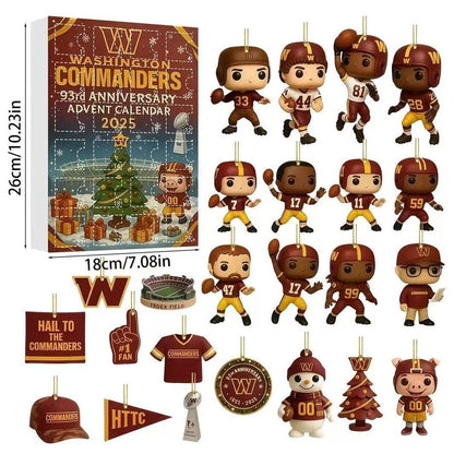 Washington Commanders 93rd Anniversary Advent Calendar with figurines and decorations