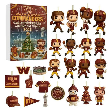 Washington Commanders 93rd Anniversary Advent Calendar with figurines and decorations